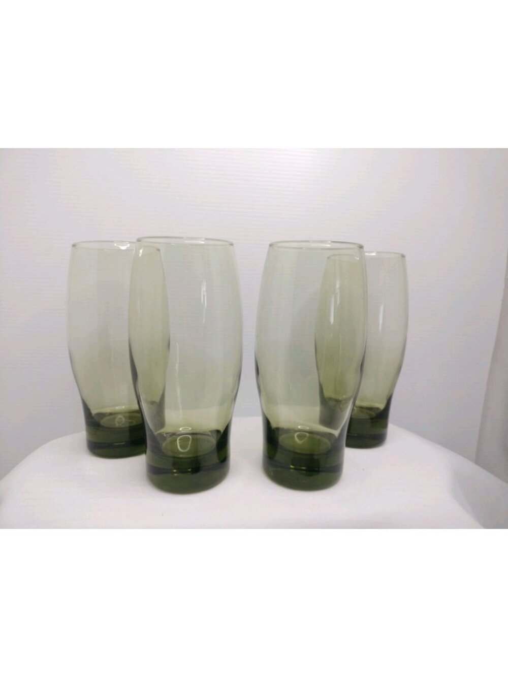 Vintage Libbey Perception Olive Green Drinkware Tumbler Glass Heavy Bottom 6"1/4